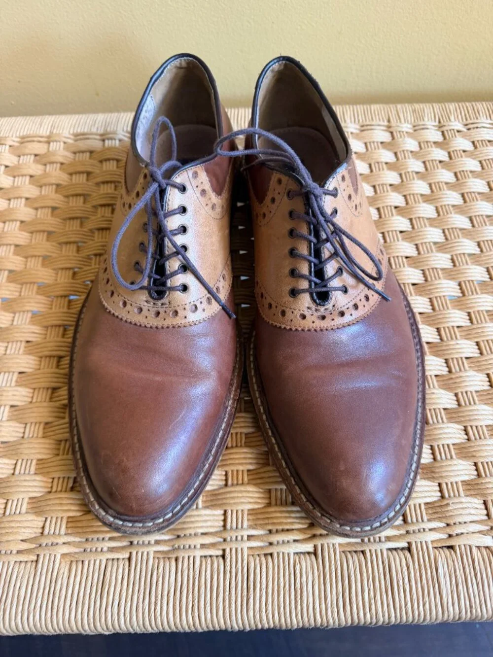 Aston Grey Collection Wingtip Oxford Brown Leather Dress Shoes Men’s 10